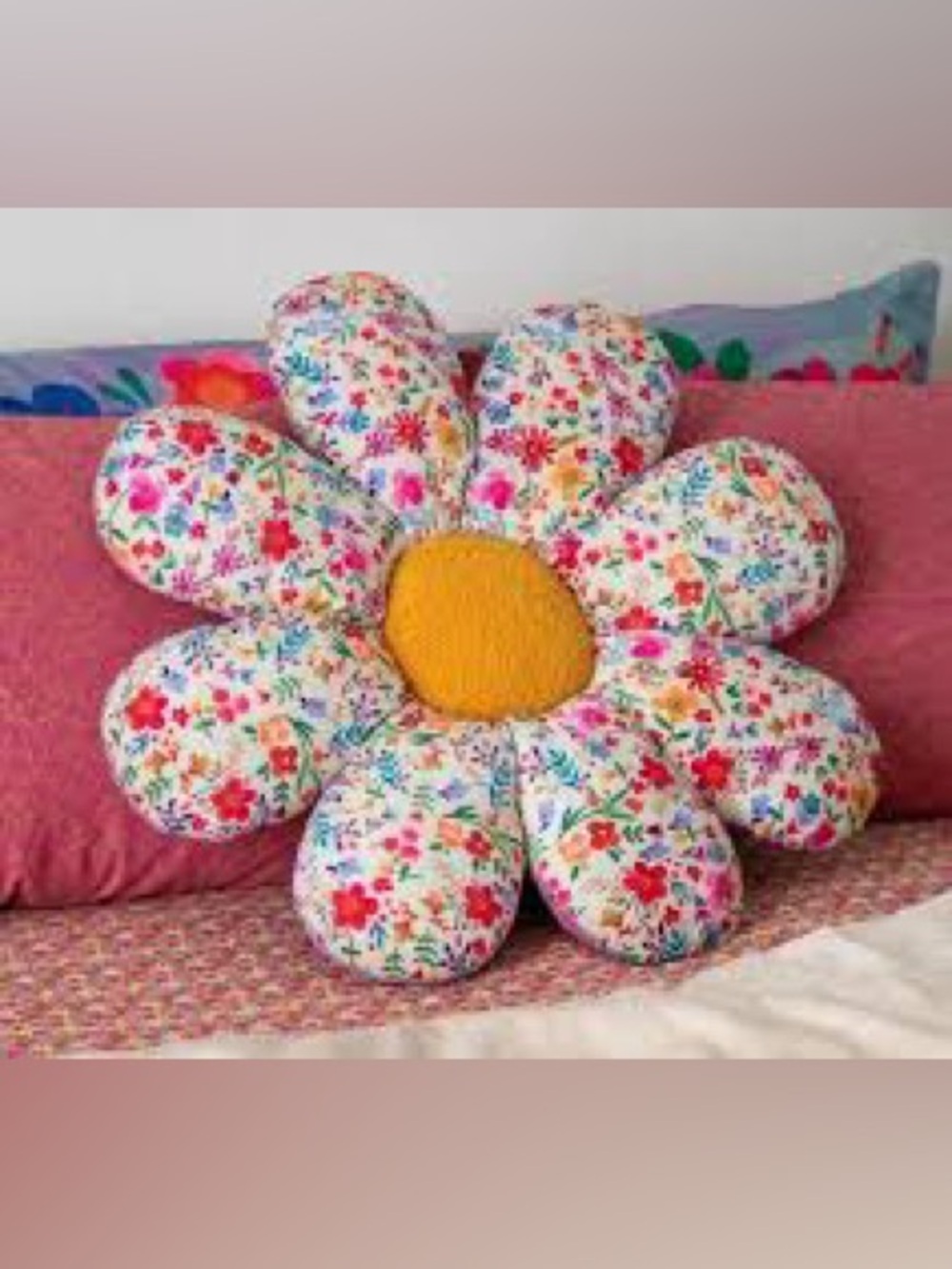 Natural Life ~ Floral Petal Floor patchwork, Pillow - Pink Multicolor 24”